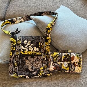 Floral Patterned Shoulder Bag and Wallet